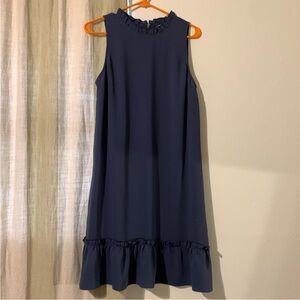 LOFT Blue Mock Neck Sleeveless Sundress